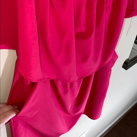 HOT PINK MINI DRESS WITH ELASTIC WAISTband - Picture 2 of 7